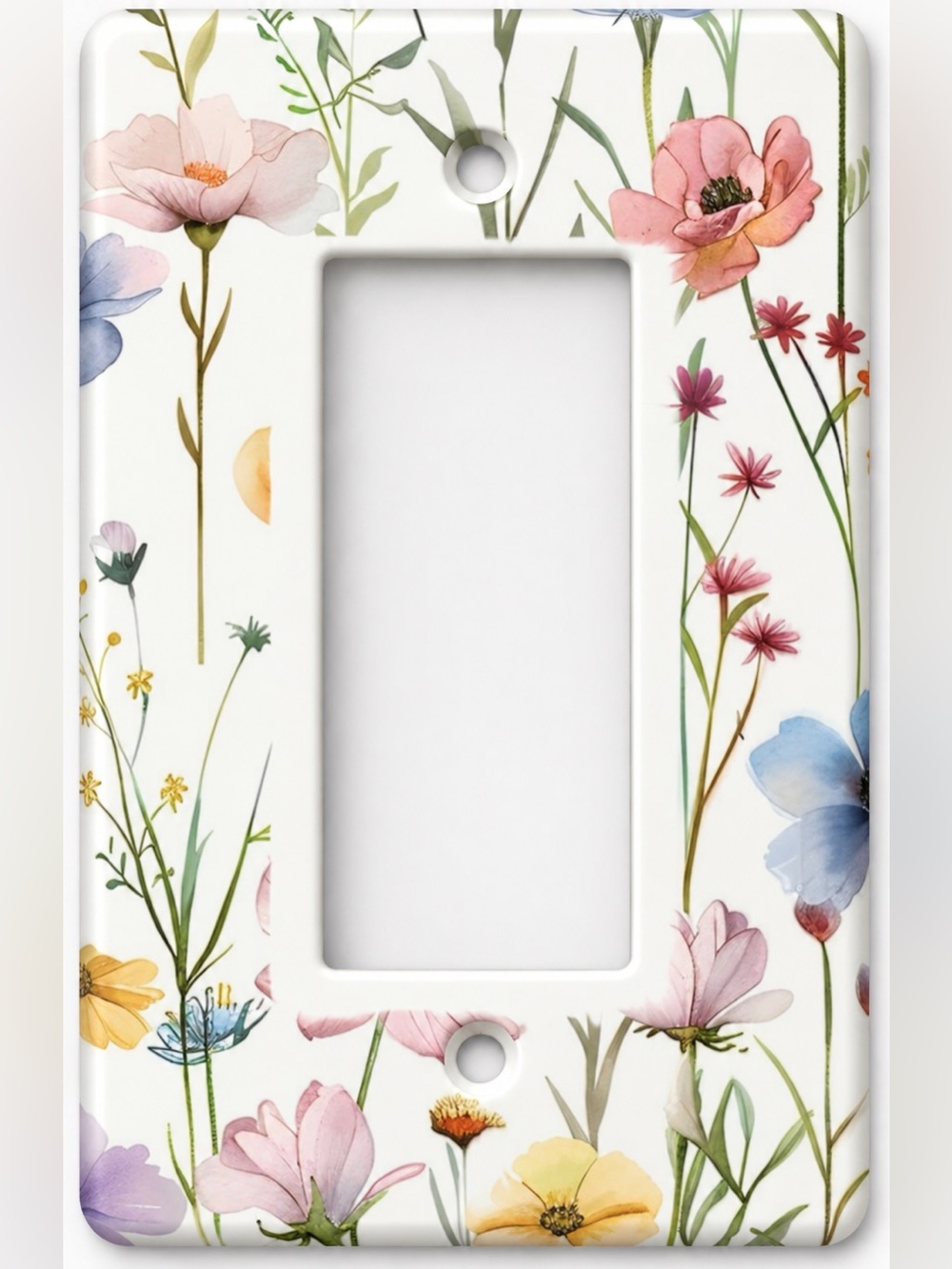 Handmade Watercolor Wildflower Floral Duplex Outlet Cover Plate